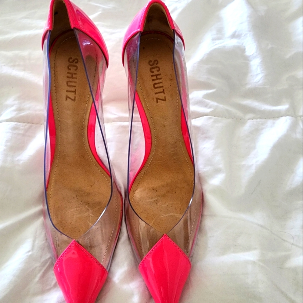 Schutz hot pink amd clear heels